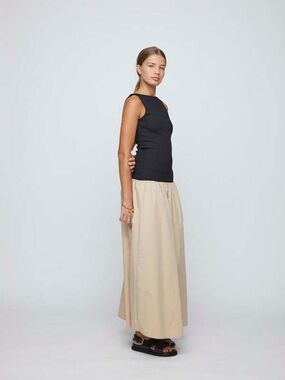 Anna Quan Juliana Dress Black Latte Tan Maxi Two-Tone Gown Size 10 AU 6 US